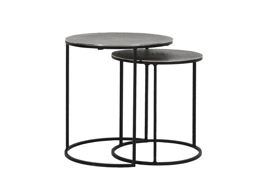 Bijzettafel set van 2  RENGO antiek lood