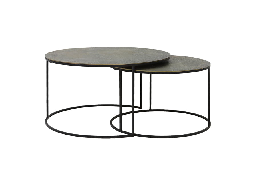 Salontafel set van 2 RENGO antiek brons