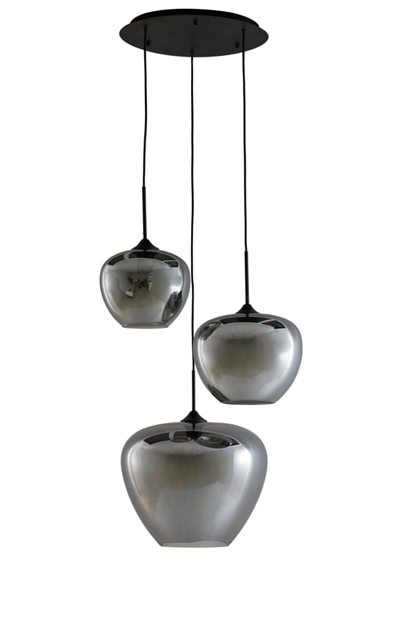 Hanglamp MAYSON smoke glas – mat zwart