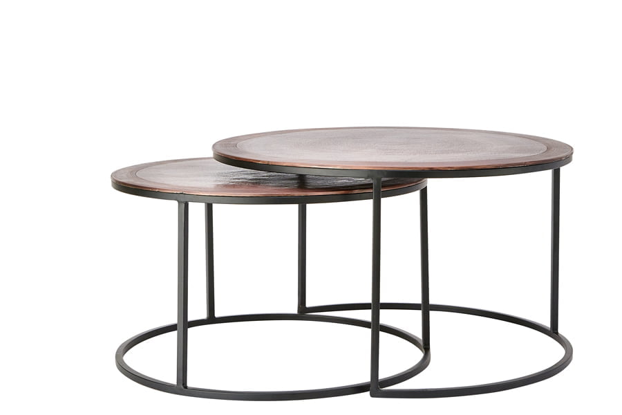 Salontafel set van 2 TALCA antiek koper zwart