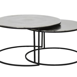 Salontafel set van 2 THIZAS ruw nikkel - mat zwart