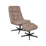 Fauteuil Alvar Met Voetenbank Boucle Taupe