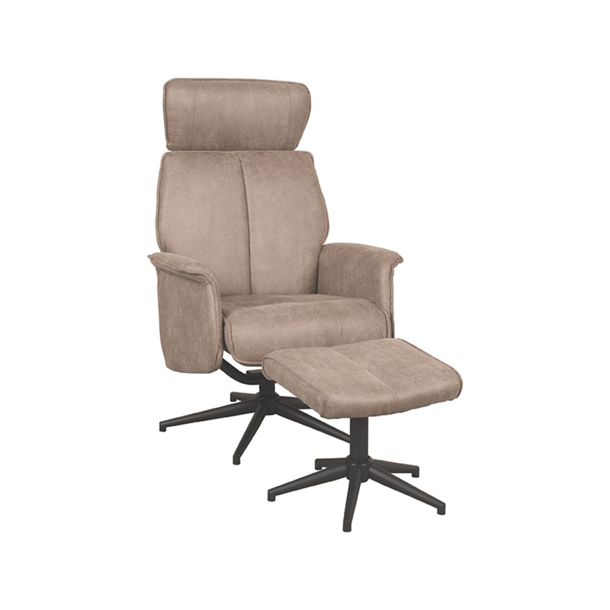 Fauteuil Verdal Micro Suede Met Voetenbank Taupe