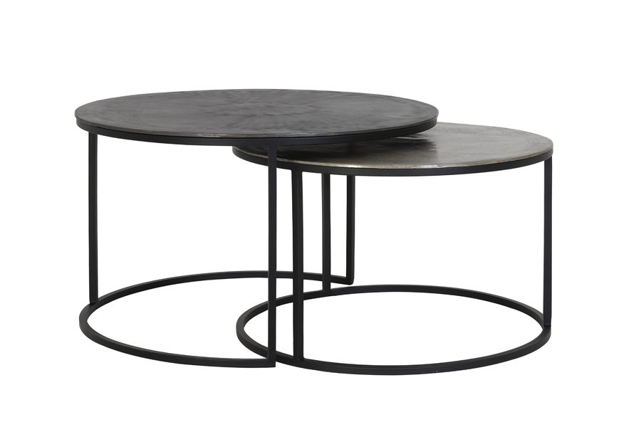 Salontafel set van 2 TALCA antiek lood