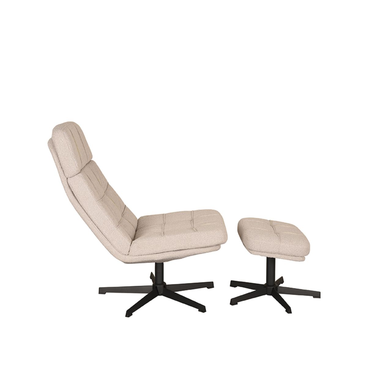 Fauteuil Alvar Met Voetenbank Boucle Naturel