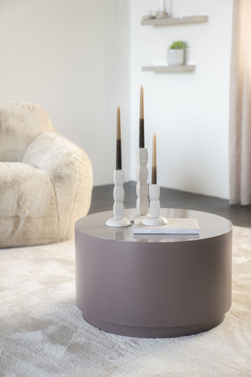 Salontafel Mesita Rond Donkertaupe 60×60 cm