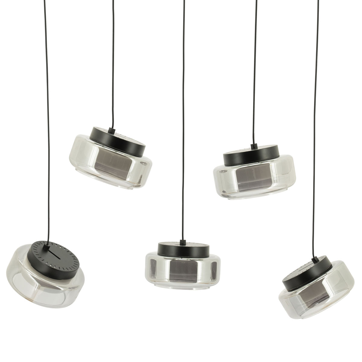 Verstelbare Hanglamp Pivot Glas 5 Lampen