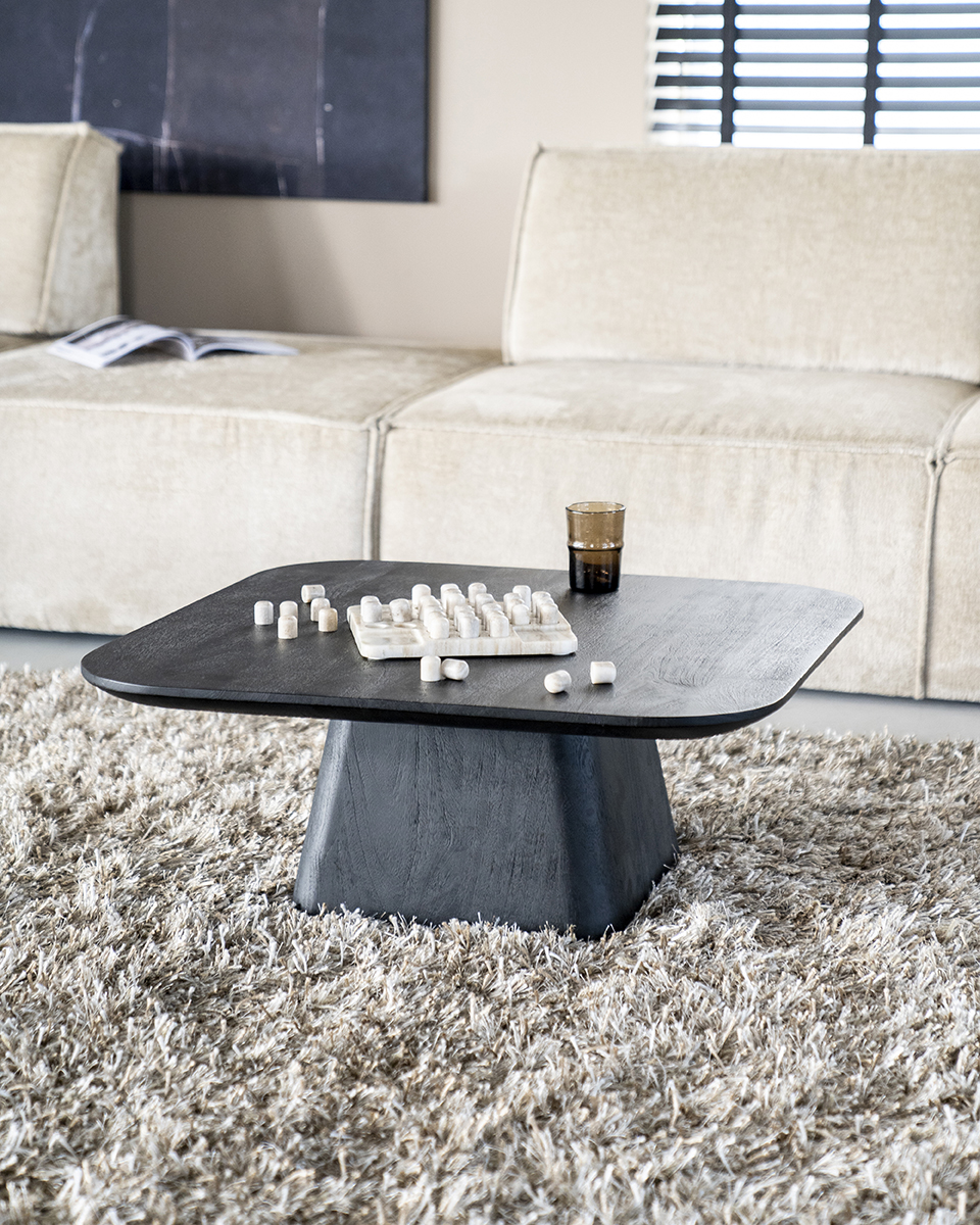 Salontafel Aron Vierkant Mangohout Zwart 80×80 cm