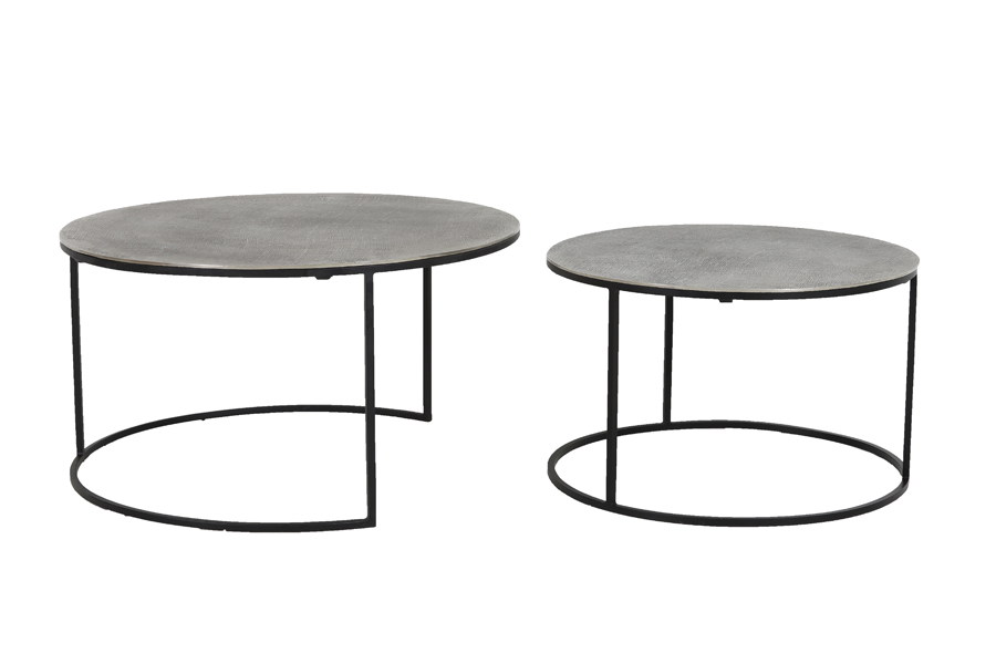 Salontafel set van 2 RENGO antiek lood