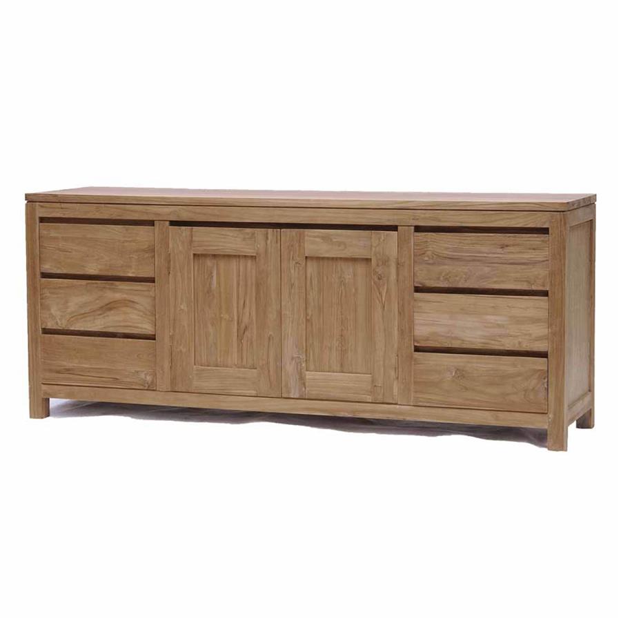 Dressoir Corona Teakhout 6 Laden En 2 Deuren 180 cm