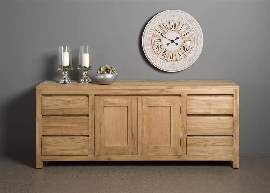 Dressoir Corona Teakhout 6 Laden En 2 Deuren 180 cm