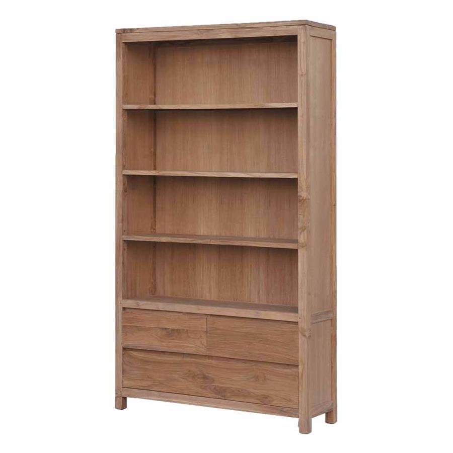 Boekenkast Corona Teakhout Met 3 Laden