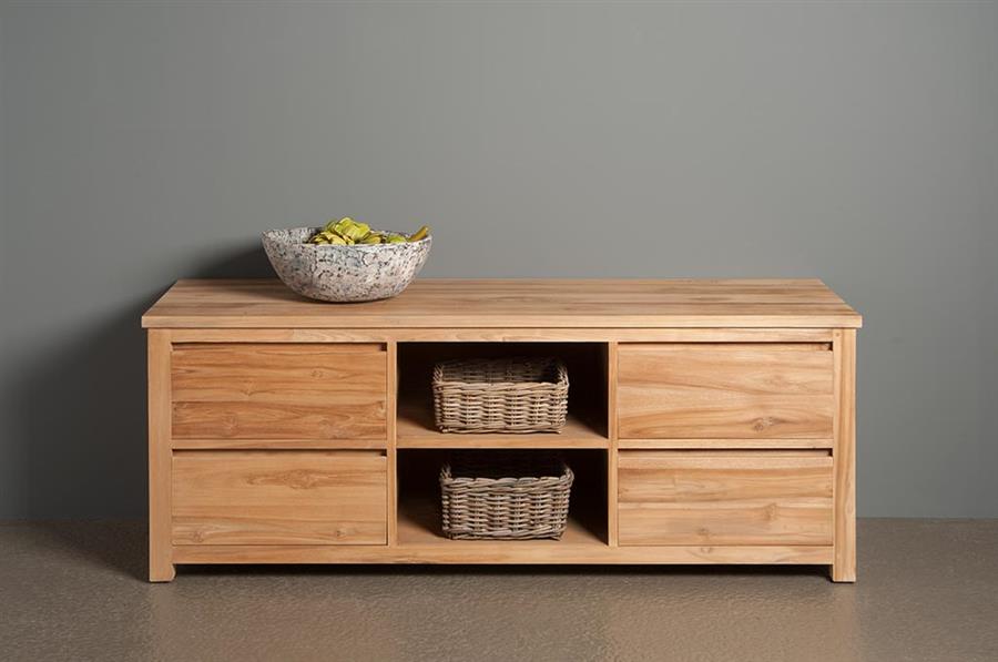 TV-meubel Corona Teakhout Met 4 Laden 160 cm