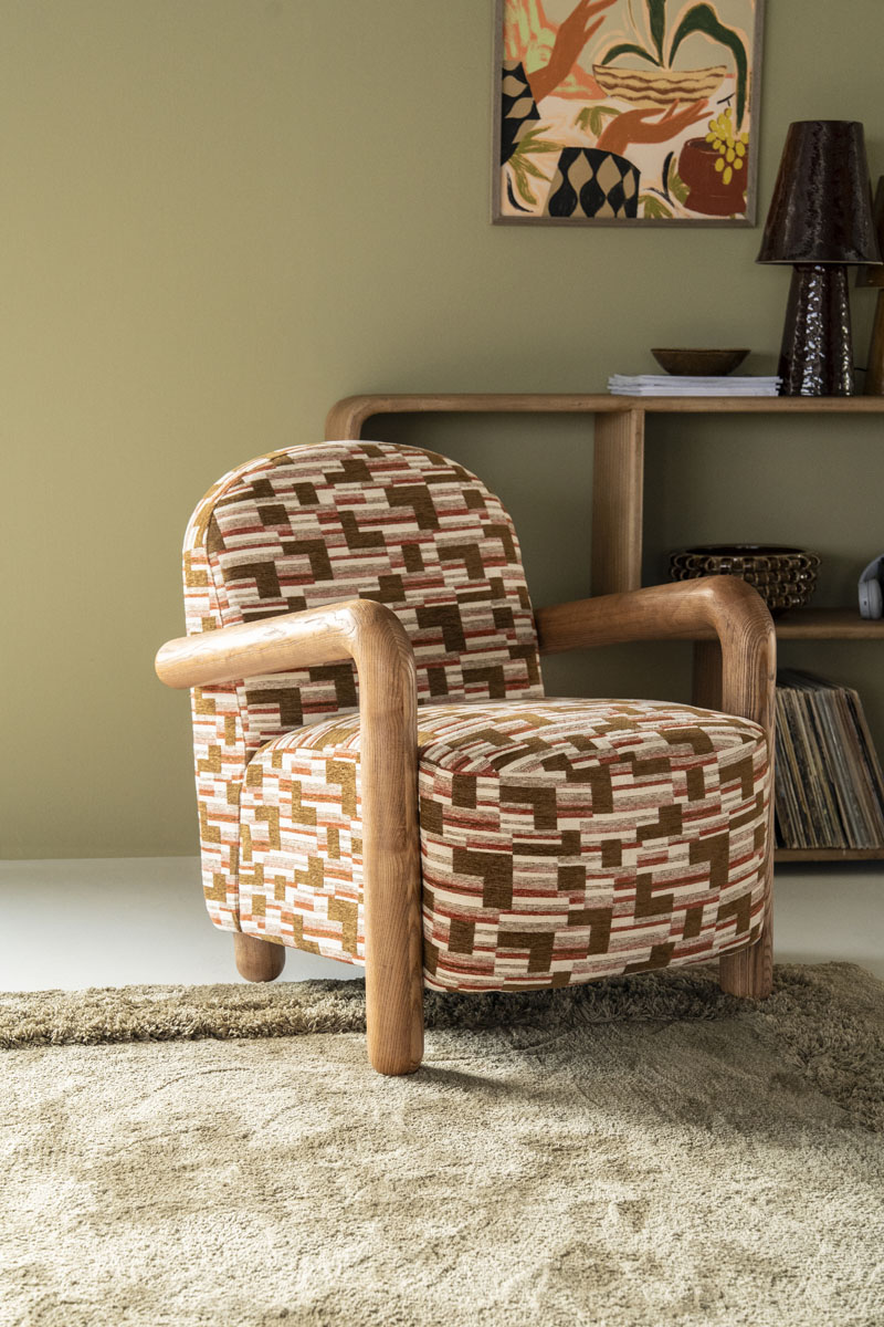 Fauteuil Retrova Hout Grafische Print