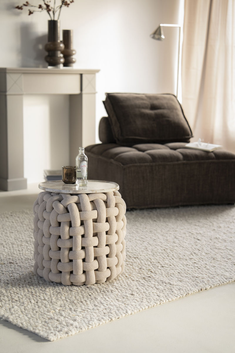 Poef Poofie Chenille Beige