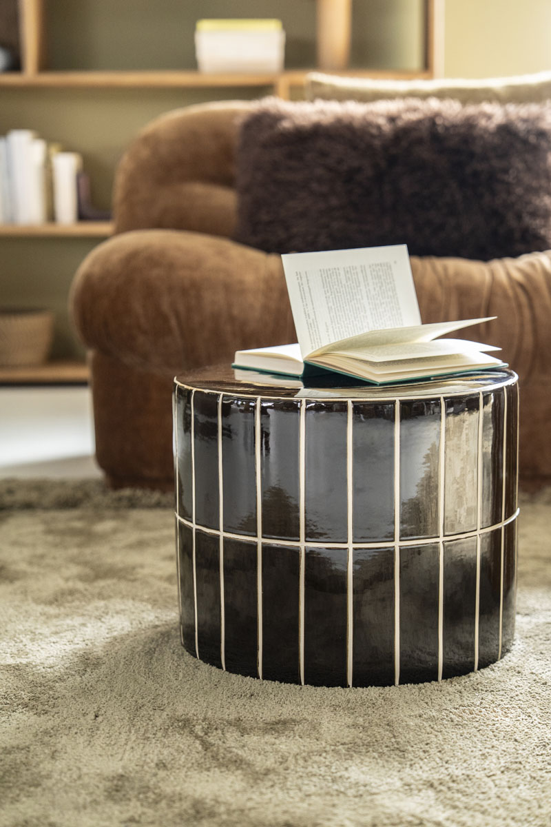 Ronde Bijzettafel TileTastic Bruin 42×42 cm