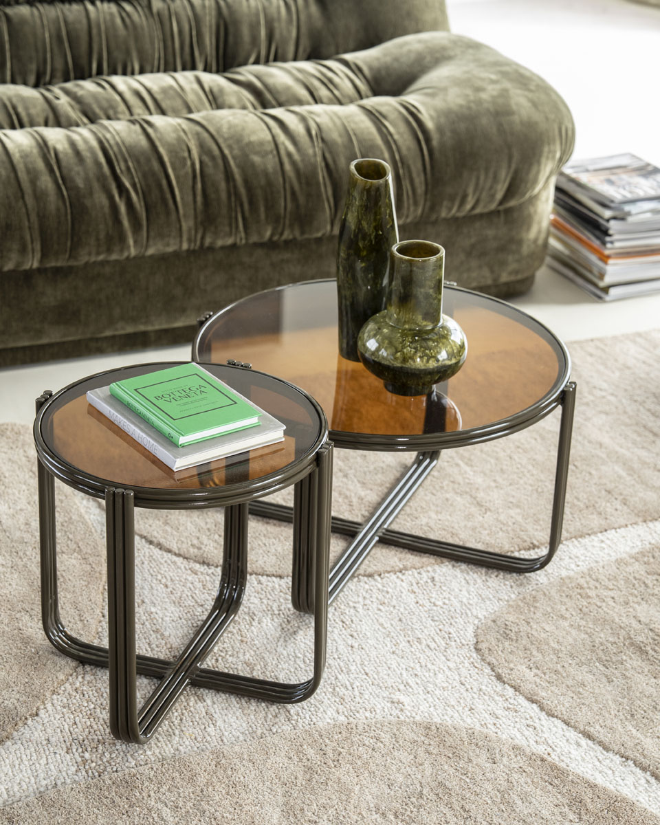 Ronde Salontafel Groovy Bruin 63×63 cm