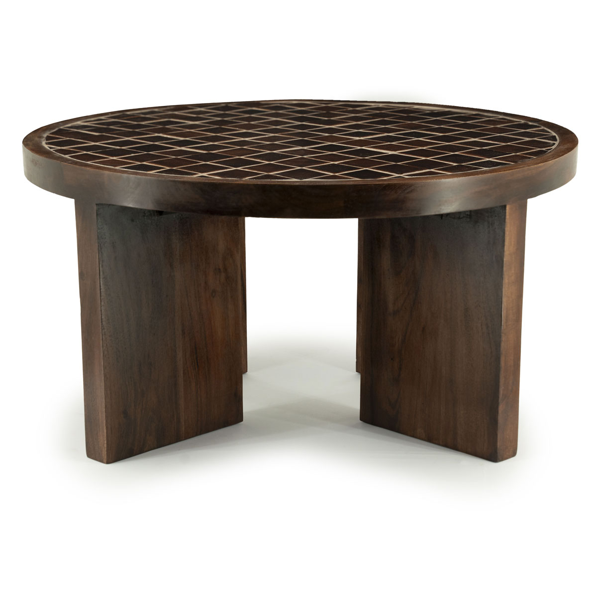 Salontafel TiledUp Mangohout & Keramiek 70×70 cm