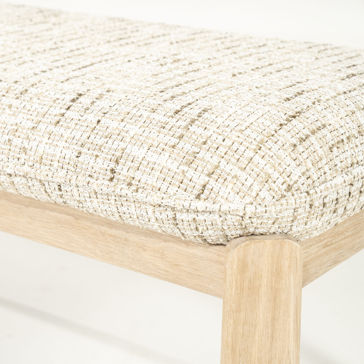 Bankje Lottie Geweven Stof en Eikenhout Beige 143 cm