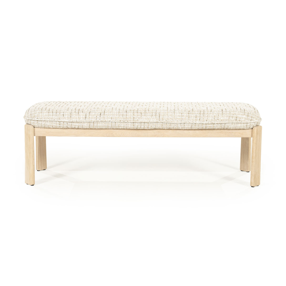 Bankje Lottie Geweven Stof en Eikenhout Beige 143 cm