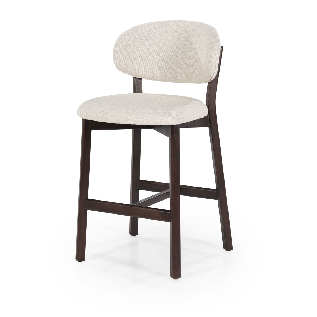 Barstoel Mikky Eikenhout Bruin Moon Beige Zithoogte 68 cm