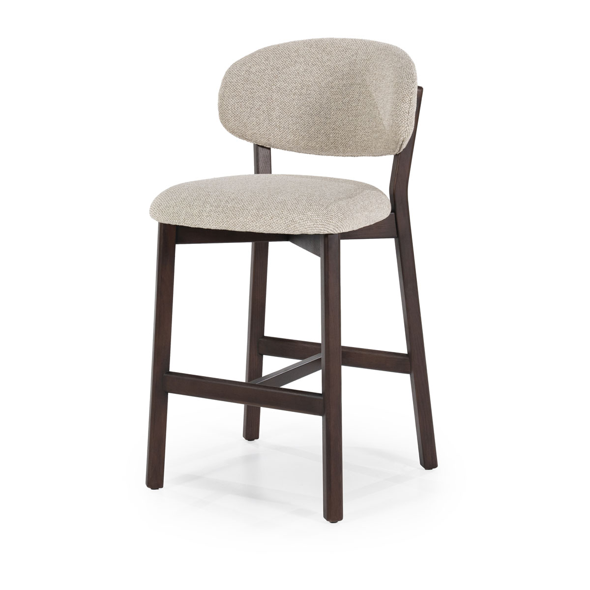 Barstoel Mikky Eikenhout Bruin Moon Taupe Zithoogte 68 cm