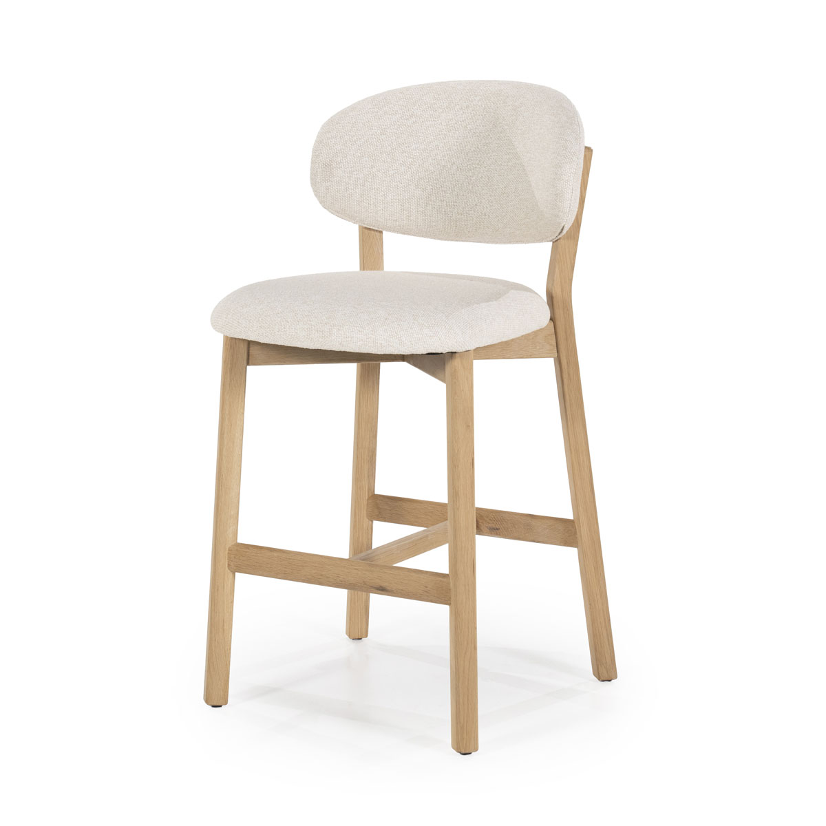 Barstoel Mikky Eikenhout Naturel Moon Beige Zithoogte 68 cm