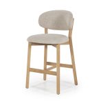 Barstoel Mikky Eikenhout Naturel Moon Taupe Zithoogte 68 cm