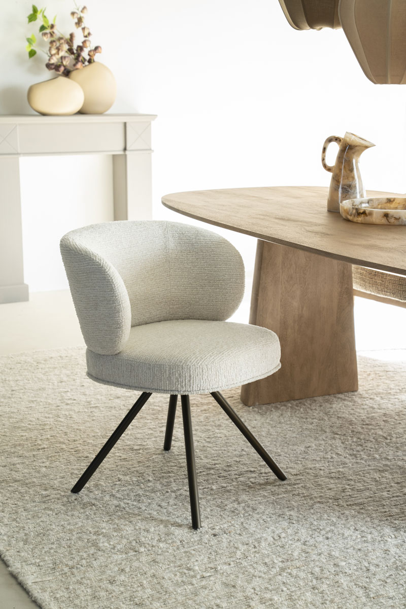 Draaibare Eetkamerstoel Jayson Chenille Beige