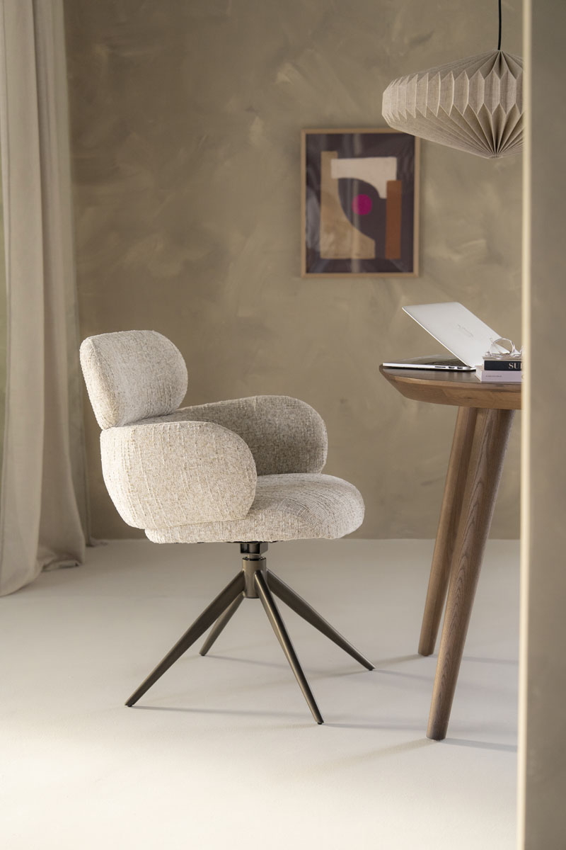 Draaibare Eetkamerstoel met Arm Darcio Gleam Beige