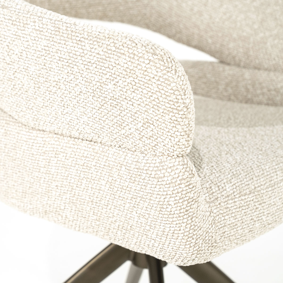 Draaibare Eetkamerstoel met Arm Hailey Bouclé Beige