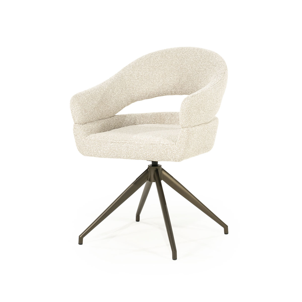Draaibare Eetkamerstoel met Arm Hailey Bouclé Beige