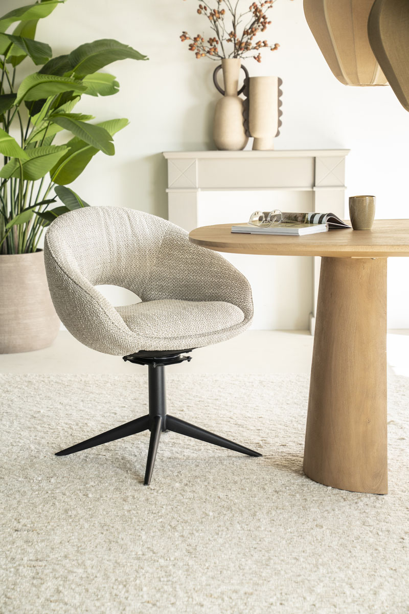 Draaibare Eetkamerstoel met Arm Nol Bouclé Beige
