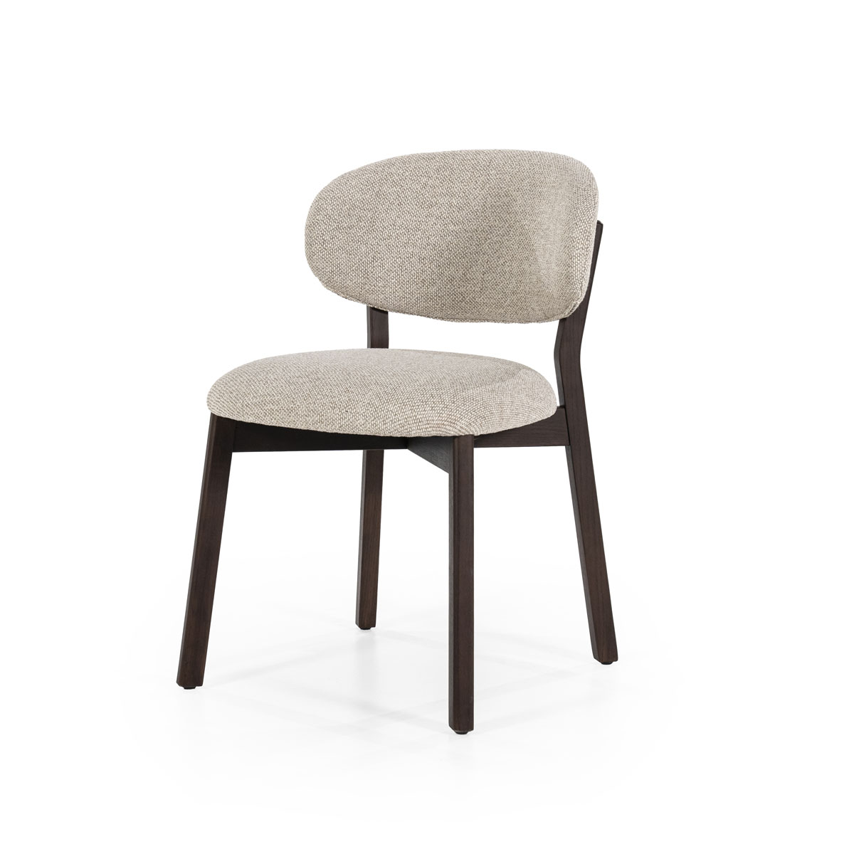 Eetkamerstoel Mikky Eikenhout Bruin Stof Taupe