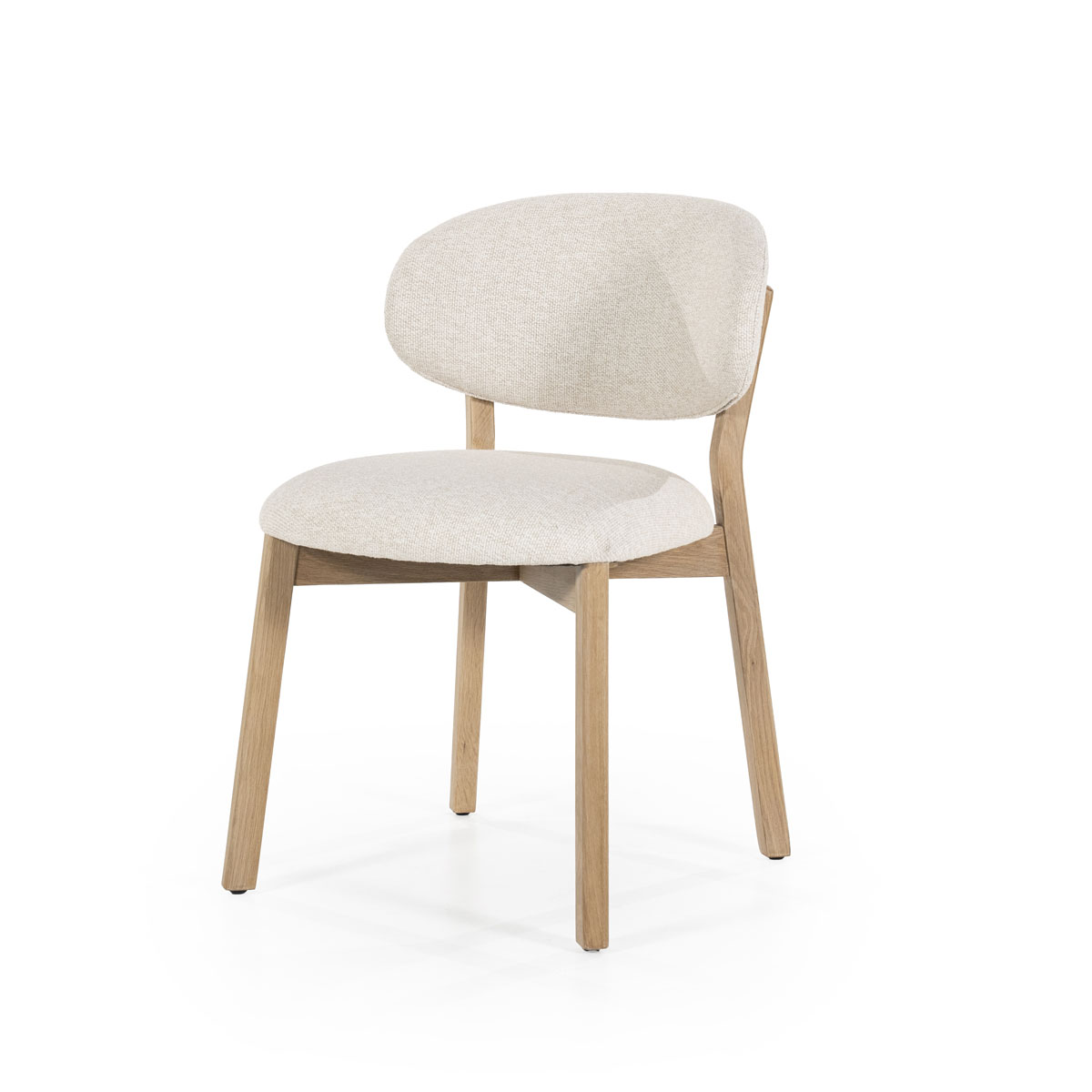 Eetkamerstoel Mikky Eikenhout Naturel Stof Beige