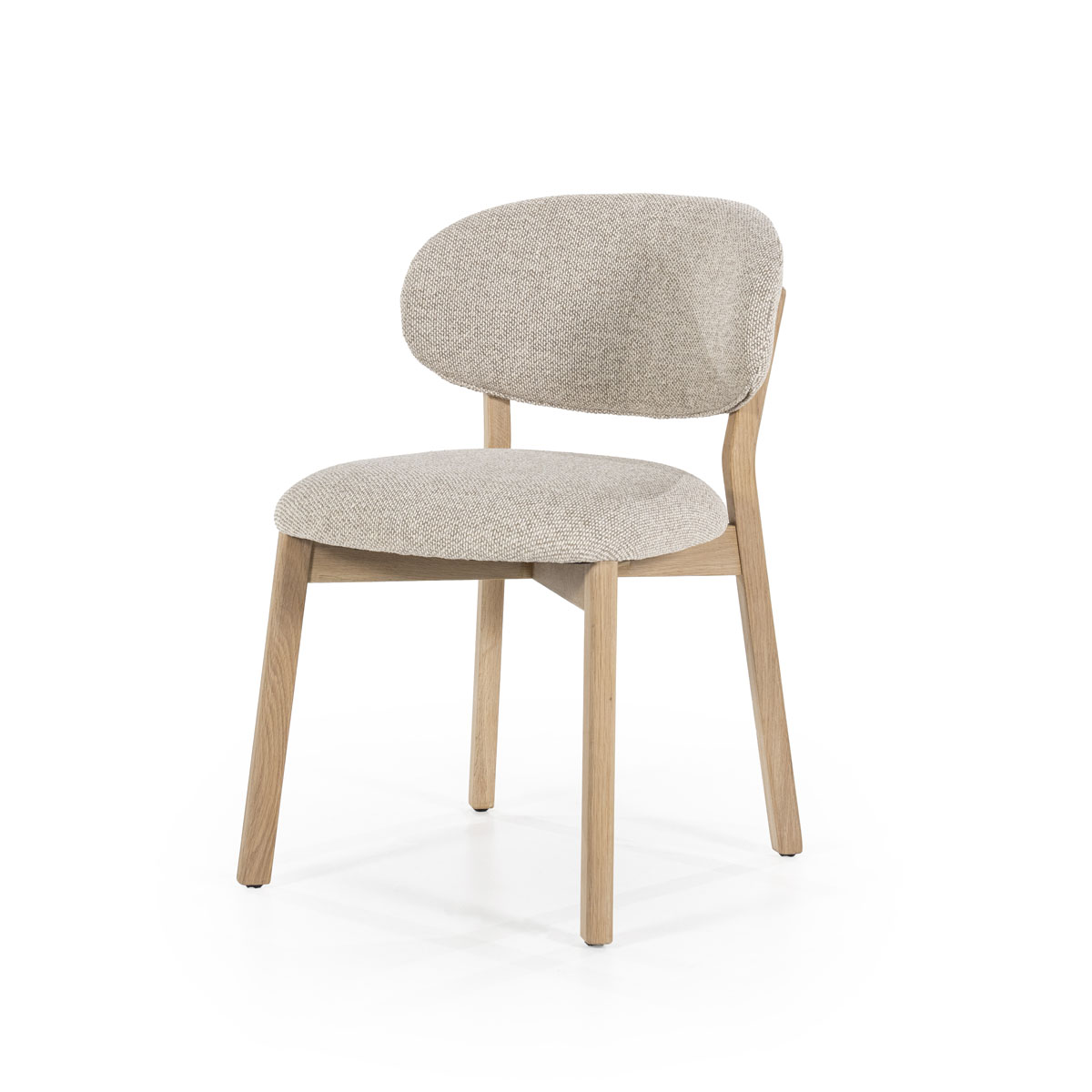 Eetkamerstoel Mikky Eikenhout Naturel Stof Taupe