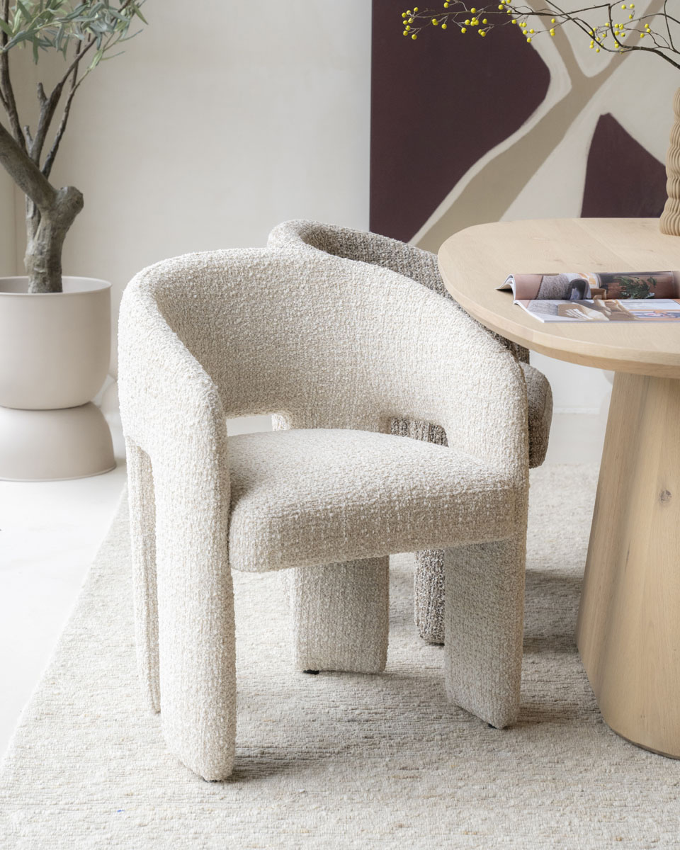 Eetkamerstoel met Arm Hamilton Bouclé Beige