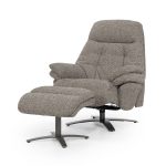 Elektrisch Verstelbare Fauteuil met Voetenbank Caleb Bouclé Taupe