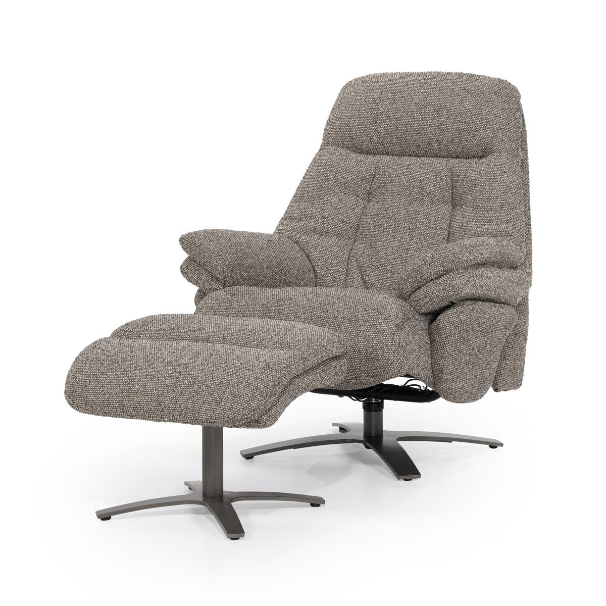 Elektrisch Verstelbare Fauteuil met Voetenbank Caleb Bouclé Taupe