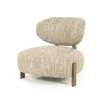 Fauteuil Reza Bruin Eikenhout en Bouclé Beige