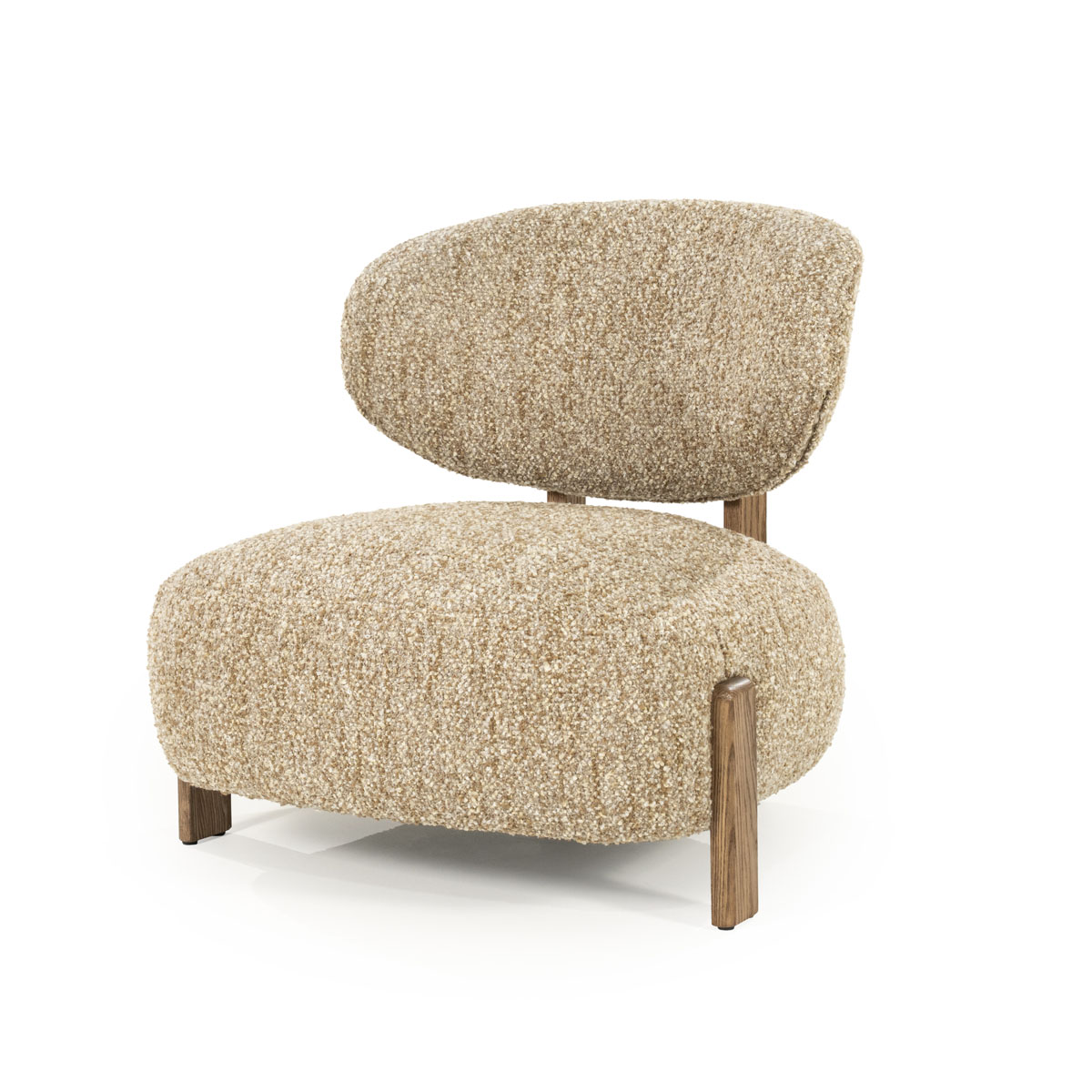 Fauteuil Reza Bruin Eikenhout en Bouclé Taupe