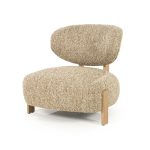 Fauteuil Reza Naturel Eikenhout en Bouclé Taupe