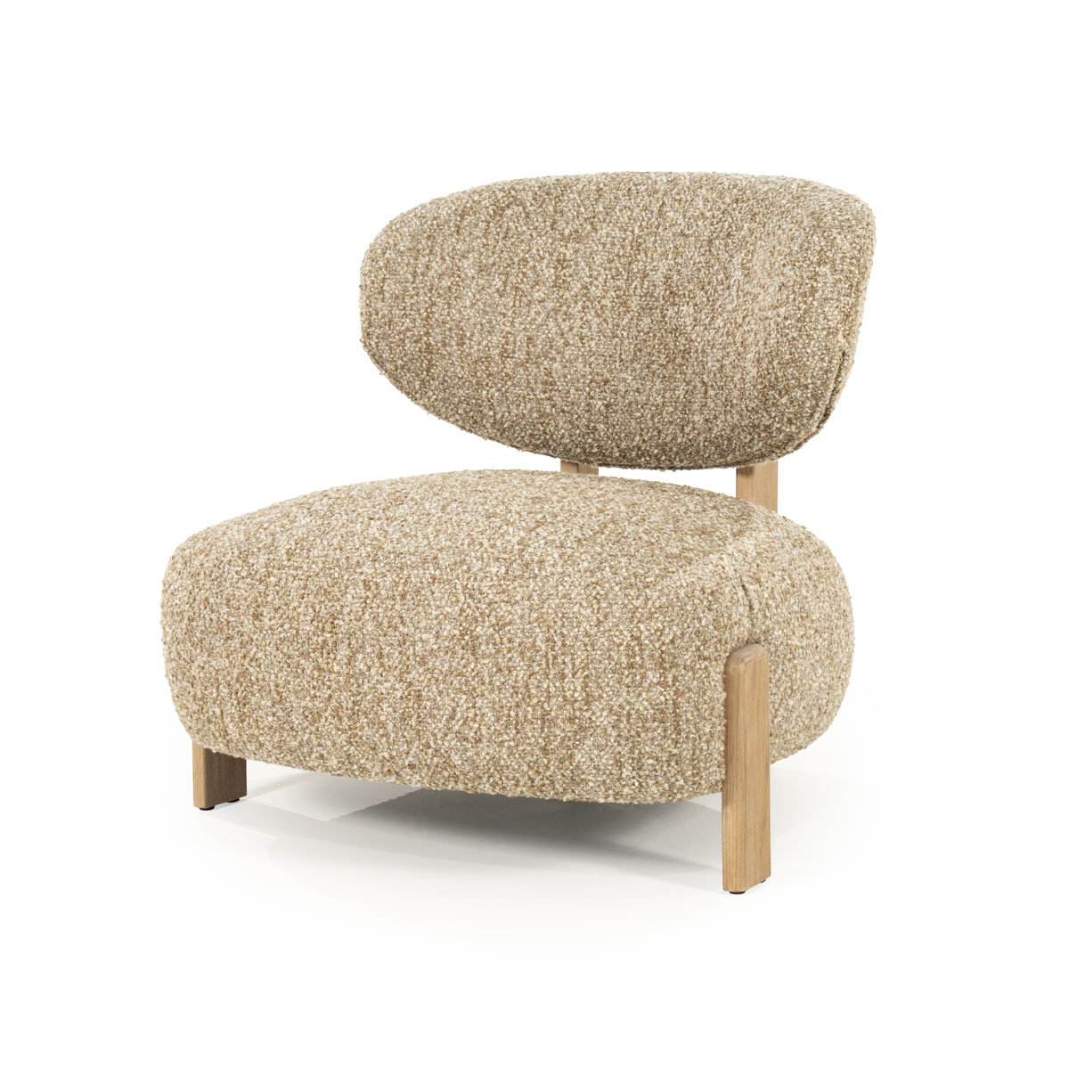 Fauteuil Reza Naturel Eikenhout en Bouclé Taupe