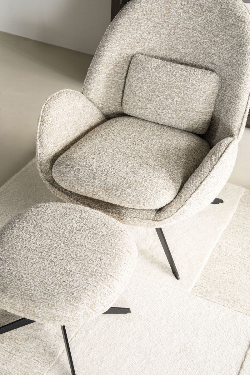 Fauteuil Ryan met Hocker Zora Beige