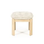 Kruk Lottie Geweven Stof en Eikenhout Beige
