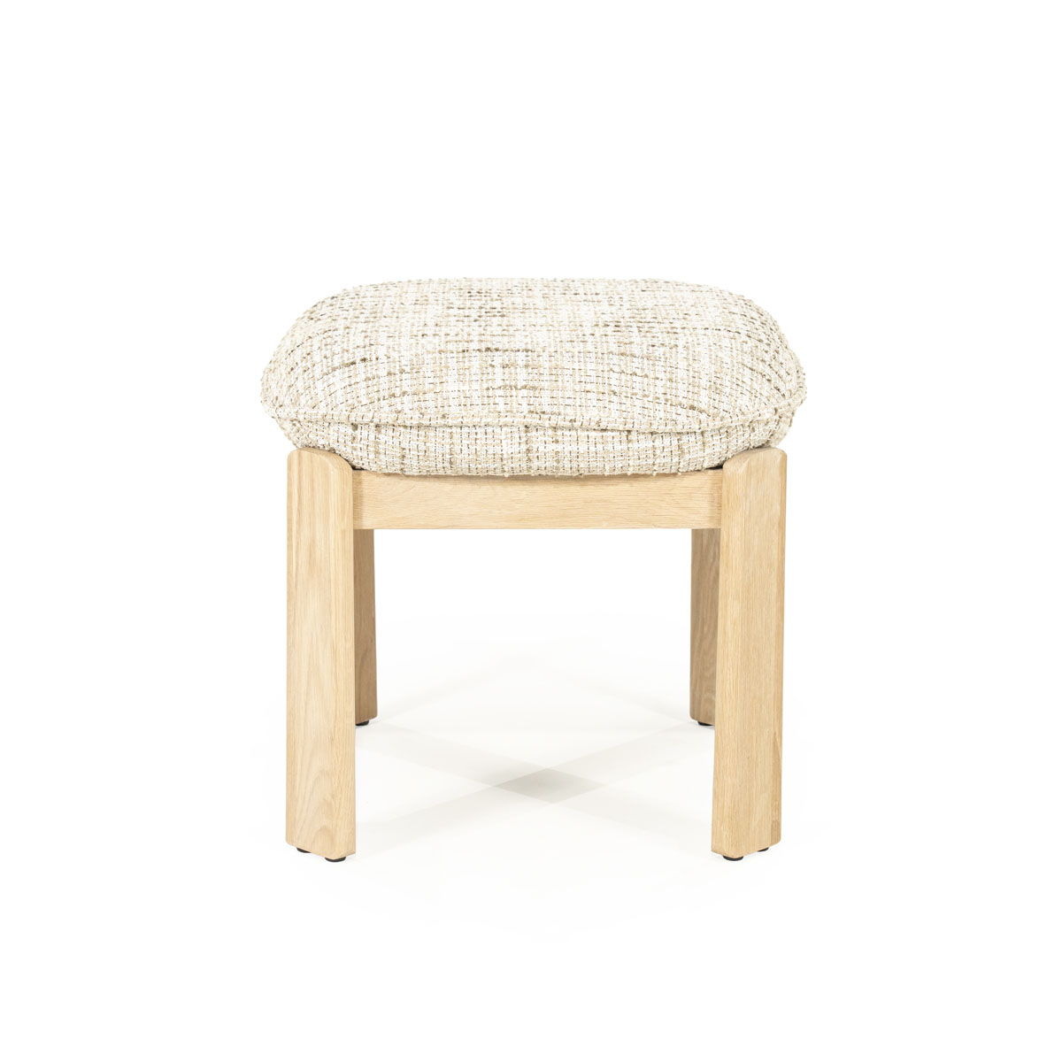Kruk Lottie Geweven Stof en Eikenhout Beige
