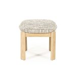 Kruk Lottie Geweven Stof en Eikenhout Taupe