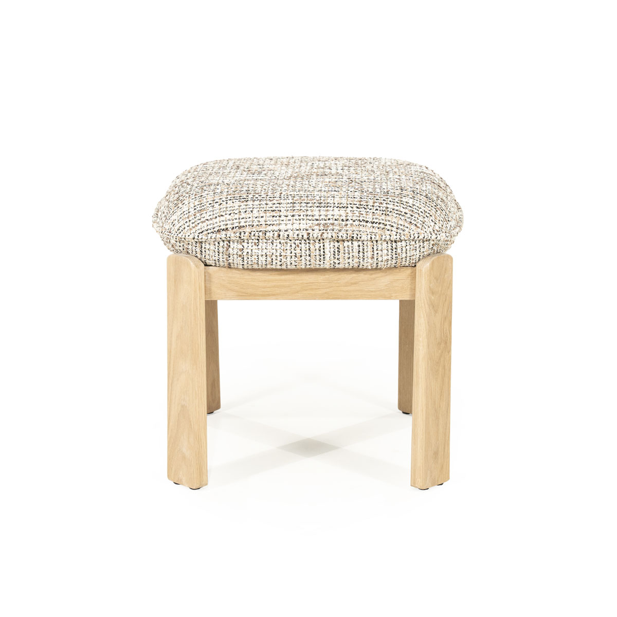 Kruk Lottie Geweven Stof en Eikenhout Taupe