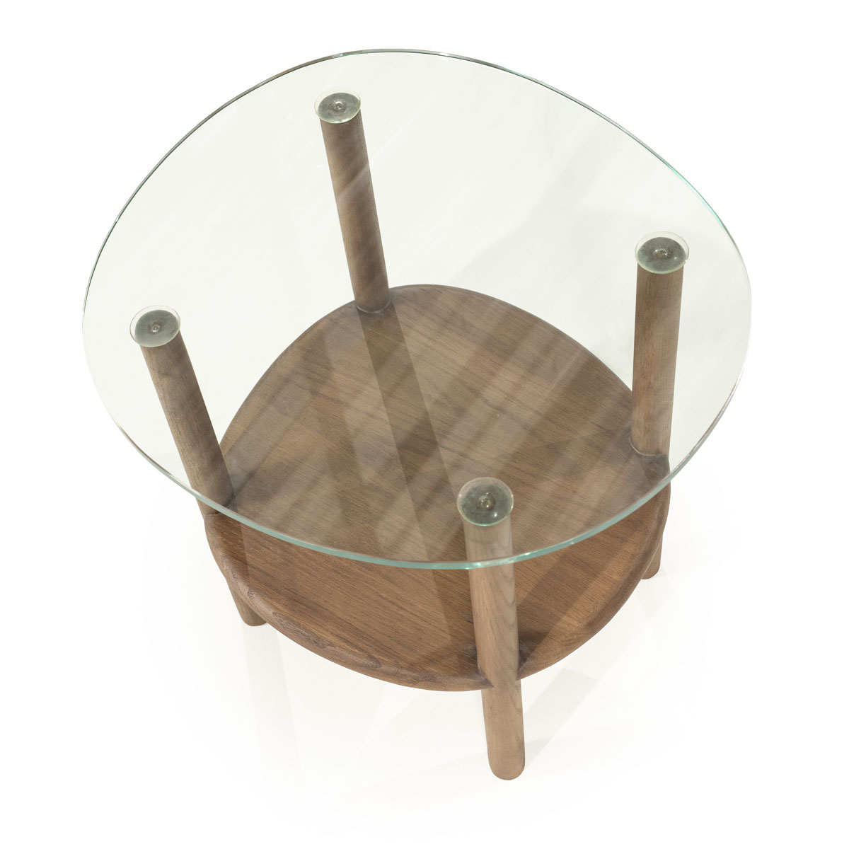 Organische Bijzettafel Cleo Glas en Eikenhout Lichtbruin 50×45 cm