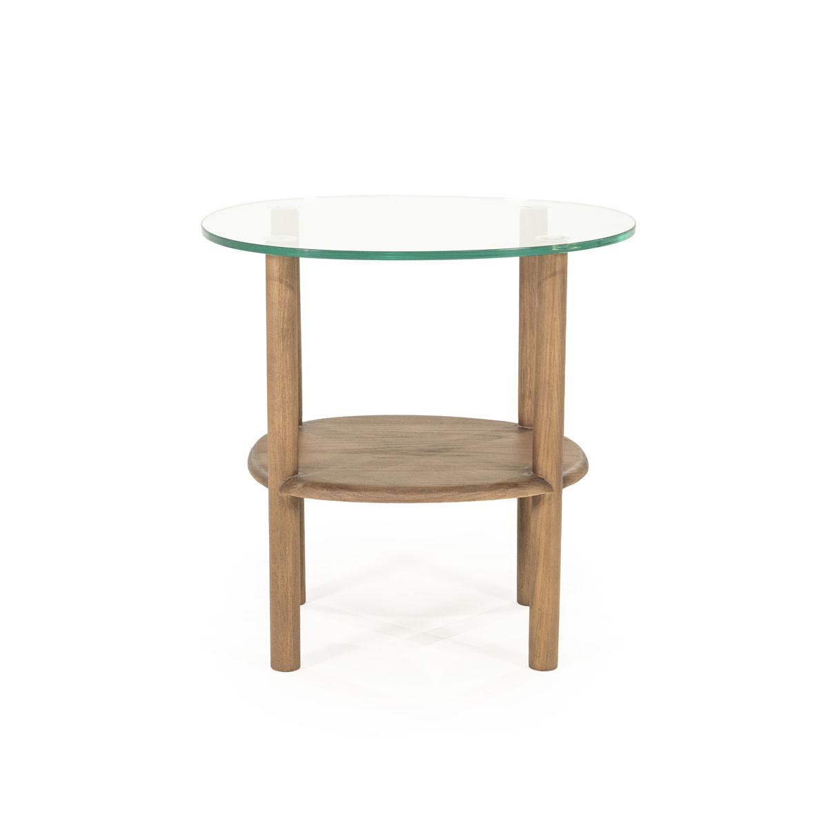 Organische Bijzettafel Cleo Glas en Eikenhout Lichtbruin 50×45 cm